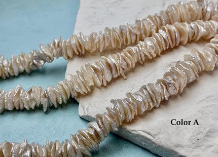 12-14 mm AAA Very Rare Natural White Keshi Freshwater Pearl Beads Center Drilled Cornflakes Shape Keshi Chips Pearls #P2448