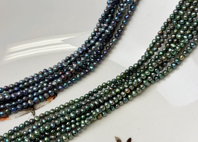 2-2.5 mm AA Olive Green/Rainbow Peacock Color Small Potato Freshwater Pearl Beads Genuine High Luster Seed Pearl #P3619