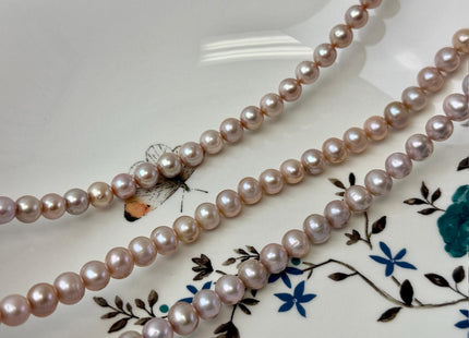 7-7.5 mm AA Natural Mauve Pink Off Round Freshwater Pearls High Luster Pearls 58 Beads #P3601