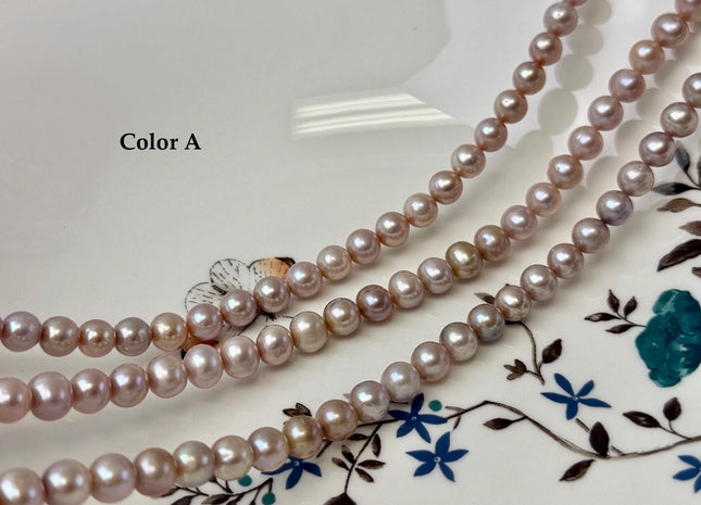 7-7.5 mm AA Natural Mauve Pink Off Round Freshwater Pearls High Luster Pearls 58 Beads #P3601