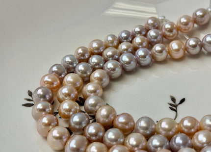 10-10.5 mm AA Half Strand Extra Shiny Natural Mauve and Peach Pink Off Round Freshwater Pearl Beads Large Hole Size 2.2 mm 20 Beads #P3602