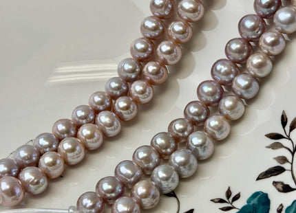 10-10.5 mm AA Half Strand Extra Shiny Natural Mauve Pink Off Round Freshwater Pearl Beads Large Hole Size 2.2 mm 20 Beads #P3603