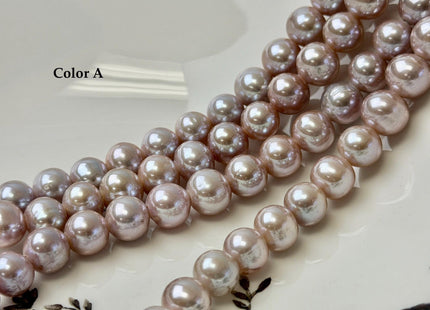 10-10.5 mm AA Half Strand Extra Shiny Natural Mauve Pink Off Round Freshwater Pearl Beads Large Hole Size 2.2 mm 20 Beads #P3603
