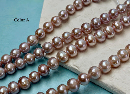 10-10.5 mm AA Half Strand Extra Shiny Natural Mauve Pink Off Round Freshwater Pearl Beads Large Hole Size 2.2 mm 20 Beads #P3603