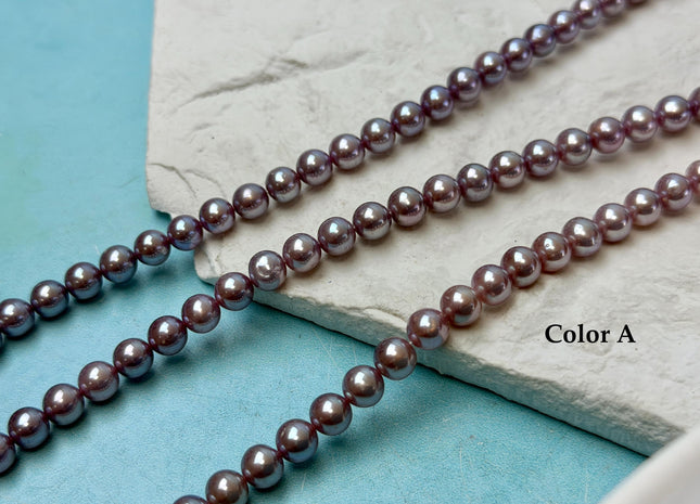 6 mm 7 mm AAAA Extra Shiny Natural Mauve Pink Perfect Round Freshwater Pearl Genuine High Luster Pink Edison Pearls 66 Beads #P3622