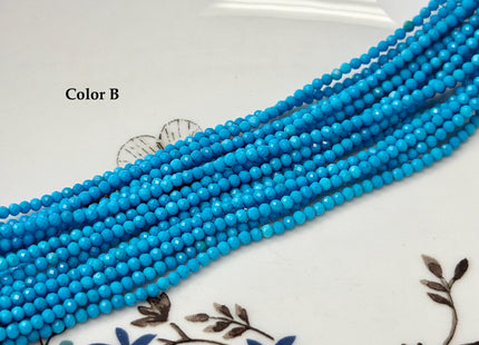 2.5 mm Faceted Round Tiny Blue Turquoise Gemstone Beads 15 Inches Strand #4880