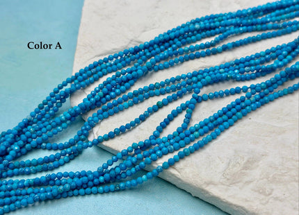 2.5 mm Faceted Round Tiny Blue Turquoise Gemstone Beads 15 Inches Strand #4880