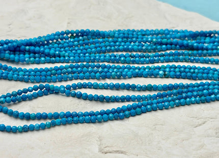 2.5 mm Faceted Round Tiny Blue Turquoise Gemstone Beads 15 Inches Strand #4880