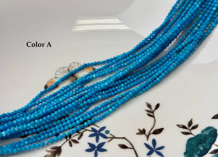 2.5 mm Faceted Round Tiny Blue Turquoise Gemstone Beads 15 Inches Strand #4880