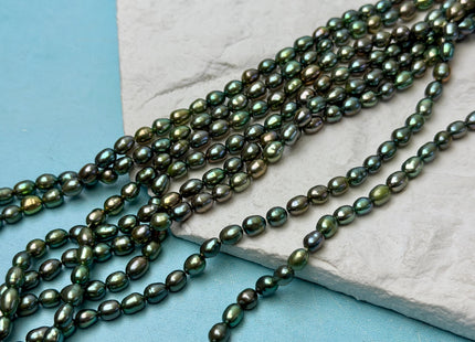 4x5-6 mm AA Olive Green Rice/Oval Freshwater Pearl Beads Genuine High Luster Small Rice Pearl #P3623