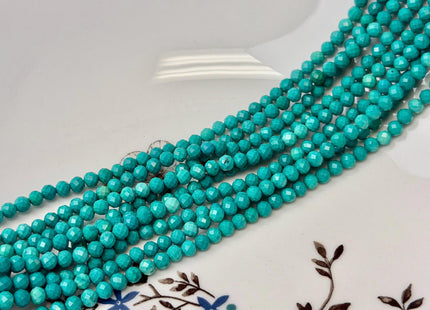 3 mm 4 mm Faceted Round Tiny Blue Green Turquoise Gemstone Beads 15 Inches Strand #4882