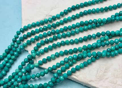 3 mm 4 mm Faceted Round Tiny Blue Green Turquoise Gemstone Beads 15 Inches Strand #4882