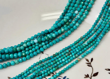 3 mm 4 mm Faceted Round Tiny Blue Green Brown Turquoise Gemstone Beads 15 Inches Strand #4883