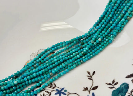 3 mm 4 mm Faceted Round Tiny Blue Green Brown Turquoise Gemstone Beads 15 Inches Strand #4883