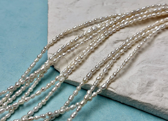 3x4-5 mm Natural White Small Baby Keshi Baroque Freshwater Pearls Tiny Keshi Pearl Beads 15 Inch Strand #P3604