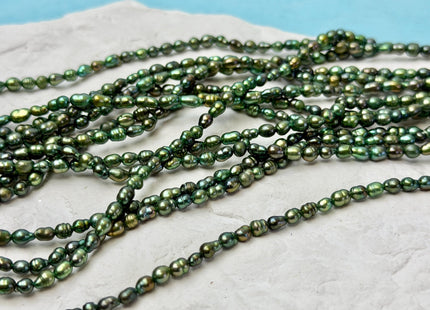 3x4-5 mm Olive Green Small Baby Keshi Baroque Freshwater Pearls Tiny Keshi Pearl Beads 15 Inch Strand #P3605