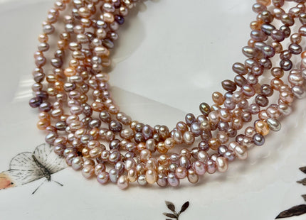 3.5-4x5mm AAA Natural Mauve Pink Top Drilled Rice Freshwater Pearls High Luster Small Dancing Pearls 115 Beads #P3606