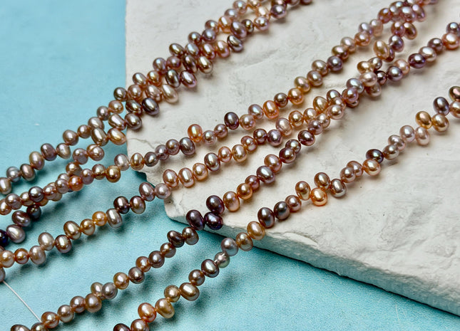 3.5-4x5mm AAA Natural Mauve Pink Top Drilled Rice Freshwater Pearls High Luster Small Dancing Pearls 115 Beads #P3606