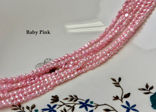 2.5x3-3.5 mm AA Purple Pink Blue Potato Nugget Freshwater Seed Pearl Beads Genuine Tiny Seed Pearl Beads 14 Inches #P3693