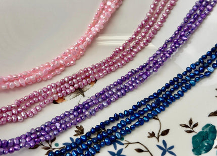 2.5x3-3.5 mm AA Purple Pink Blue Potato Nugget Freshwater Seed Pearl Beads Genuine Tiny Seed Pearl Beads 14 Inches #P3693