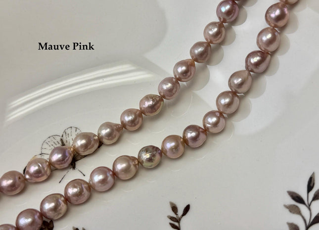 8-9 mm AA Very Rare Natural Dark Mauve Golden Pink Freshwater Edison Baroque Pearls High Luster Purple Edison Beads #P3695