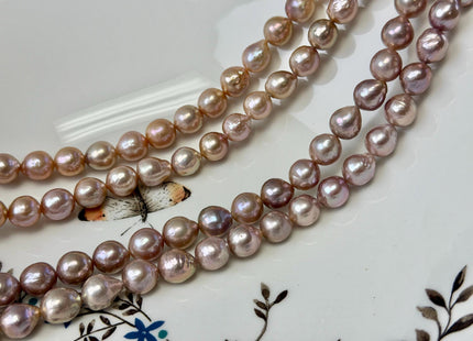8-9 mm AA Very Rare Natural Dark Mauve Golden Pink Freshwater Edison Baroque Pearls High Luster Purple Edison Beads #P3695