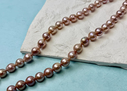 8-9 mm AA Very Rare Natural Dark Mauve Golden Pink Freshwater Edison Baroque Pearls High Luster Purple Edison Beads #P3695