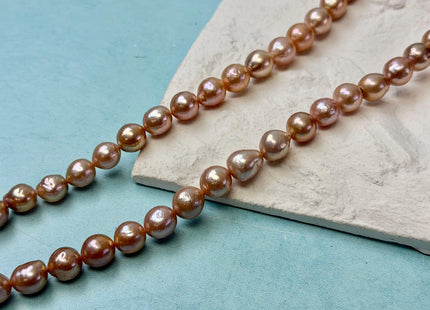 8-9 mm AA Very Rare Natural Dark Mauve Golden Pink Freshwater Edison Baroque Pearls High Luster Purple Edison Beads #P3695