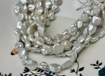 10x11-15mm AAA Half Strand High Luster Natural White Keshi Nugget Large Hole Size 1.2mm Freshwater Pearl Beads #P3607