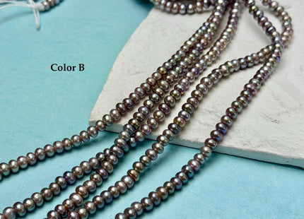 5 mm AA Large Hole Natural Mauve Pink Half Strand Round Button Rondelle Freshwater Pearls Hole Size 1.5mm 2.1mm 50 Beads #P3697