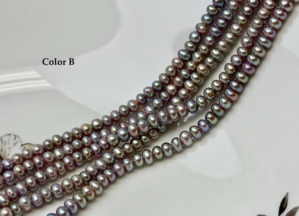 5 mm AA Large Hole Natural Mauve Pink Half Strand Round Button Rondelle Freshwater Pearls Hole Size 1.5mm 2.1mm 50 Beads #P3697