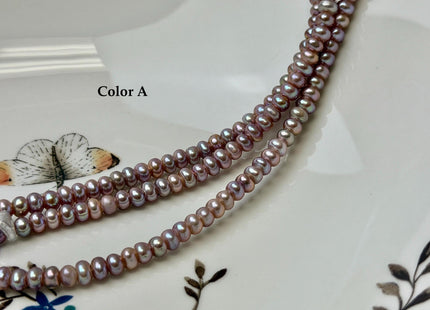 5 mm AA Large Hole Natural Mauve Pink Half Strand Round Button Rondelle Freshwater Pearls Hole Size 1.5mm 2.1mm 50 Beads #P3697