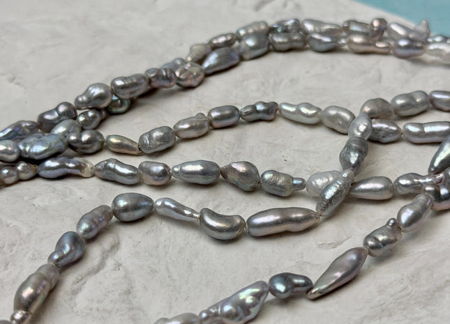 5x8-10 mm Gray Color Keshi Nugget Freshwater Pearl Beads Very Rare Genuine Freshwater Tiny Keshi Rice Nugget Pearls #P3624
