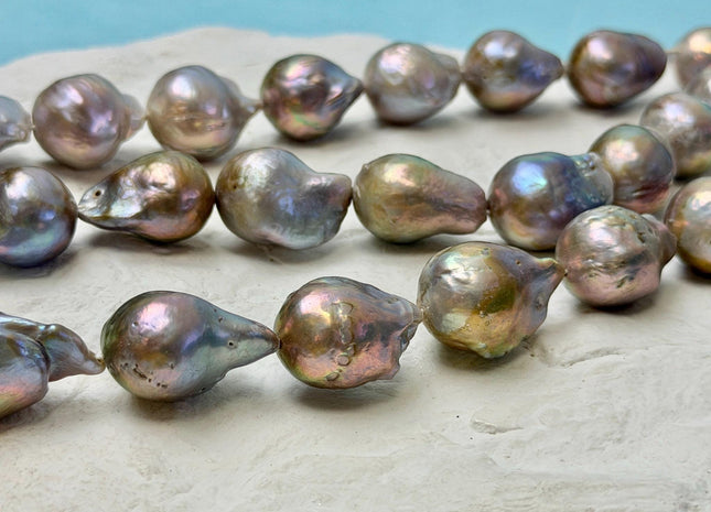 13-16x16-21mm Natural Mauve Seaweed Pink With Iridescent Color Baroque Pearl Beads Rare High Luster Pearl Beads #P3632