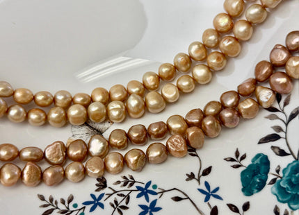 9-10 mm Gold Champagne Freshwater Pearl Nugget Beads, Cultered Pearl Beads, Genuine Natural Nugget Pearl, Gold Nuggets #125