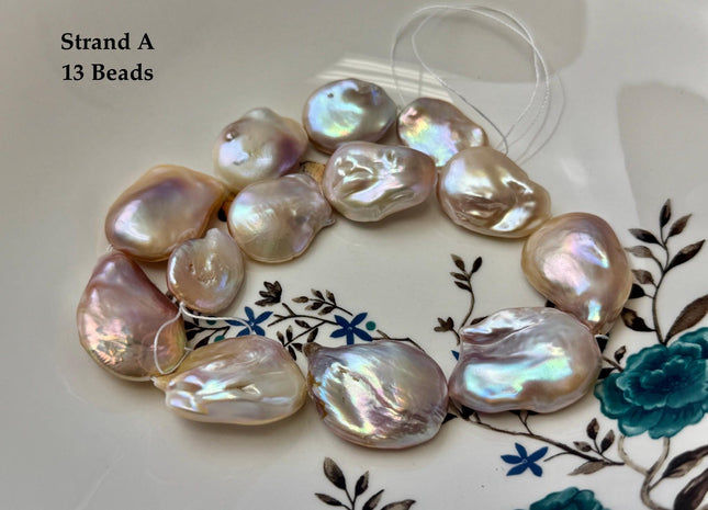One-Of-A-Kind AA 15-32 mm Natural White and Mauve Pink Seaweed Large Keshi Baroque Round Rectangular Coin Freshwater Pearl Beads #P3698