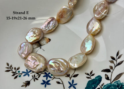 One-Of-A-Kind AA 15-32 mm Natural White and Mauve Pink Seaweed Large Keshi Baroque Round Rectangular Coin Freshwater Pearl Beads #P3698