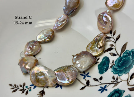One-Of-A-Kind AA 15-32 mm Natural White and Mauve Pink Seaweed Large Keshi Baroque Round Rectangular Coin Freshwater Pearl Beads #P3698