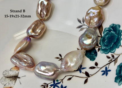 One-Of-A-Kind AA 15-32 mm Natural White and Mauve Pink Seaweed Large Keshi Baroque Round Rectangular Coin Freshwater Pearl Beads #P3698