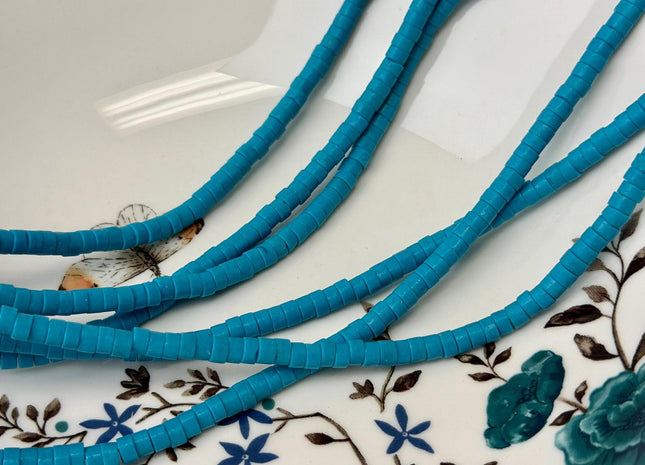 4.5 mm Blue Turquoise Heishi Rondelle Shape Gemstones Loose Beads 15 Inches Strand #4885