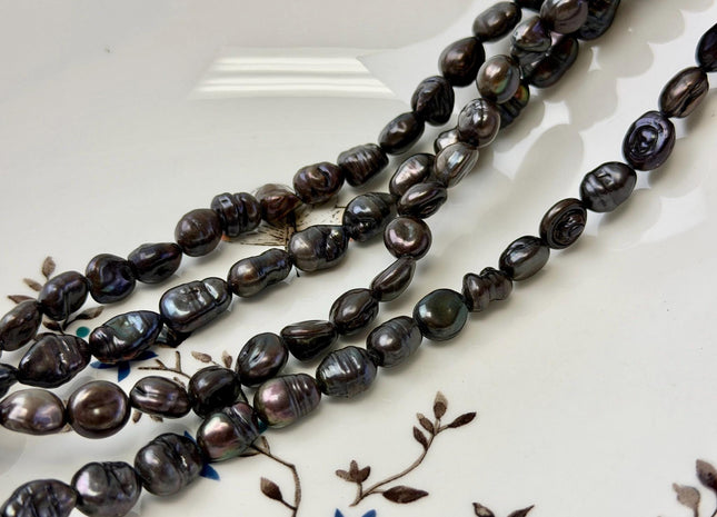 8x9-13 mm Brown Peacock Color Freshwater Pearl Keshi Rice Nugget Pearl Beads #P3634