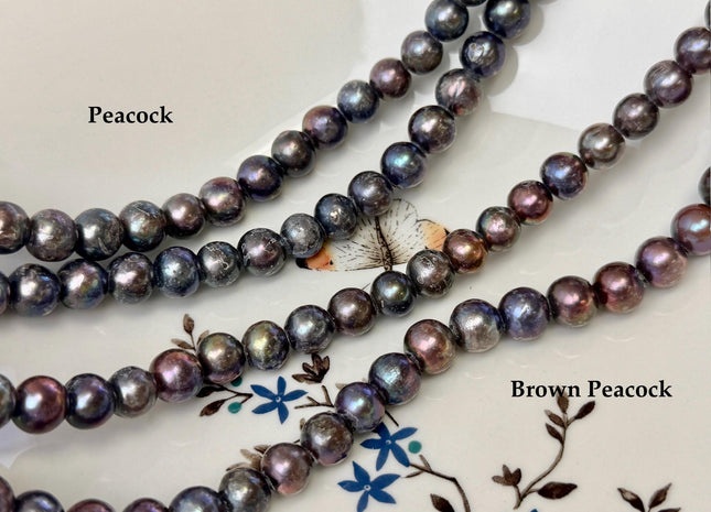 8-9mm Large Hole Dark Peacock Color Potato Shape Freshwater Pearl Beads Large 2mm Hole B grade #867