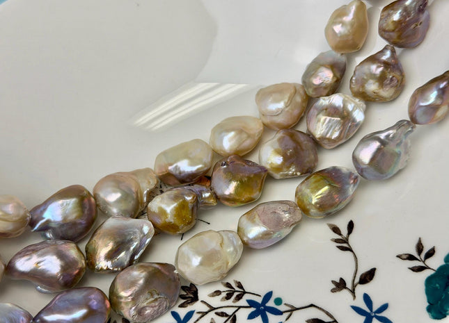 13-16x17-21mm Natural Mauve Seaweed Pink With Iridescent Color Irregular Baroque Pearl Beads Rare High Luster Pearl Beads #P3635