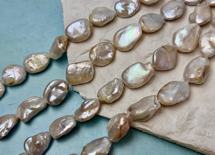 12-16x18-21 mm Natural White Keshi Paddle Freshwater Pearl Beads Keshi Coin Pearl Beads C Grade #P3637