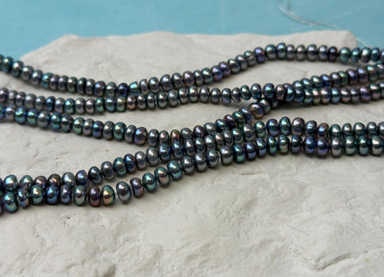 4-5 mm AAA Peacock Color Button Pearl Genuine High Luster Freshwater Pearl Beads 15 Inches #P3699