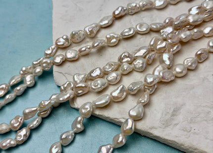 6-8x8-11 mm AA Natural White Keshi Rice Nugget Freshwater Pearl Genuine High Luster Keshi Pearl Beads#P3638