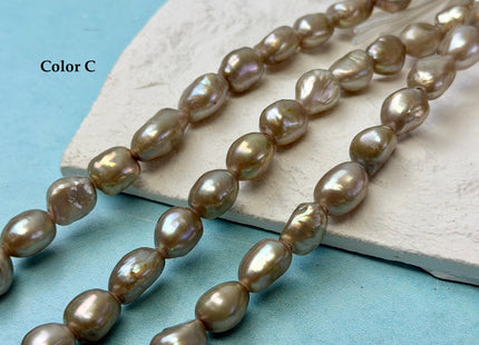 8.5-9x10-12mm AA Large Hole Sage Green Color Rice Nugget Shape Pearls 2.1mm Hole Freshwater Pearl Beads #790
