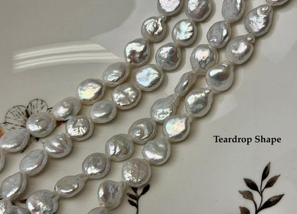 10-11mm AA Half Strand Natural White Round or Teardrop/Oval Coin Freshwater Pearls 1.2mm 1.5mm 2.1mm Large Hole High Luster Beads #P3640