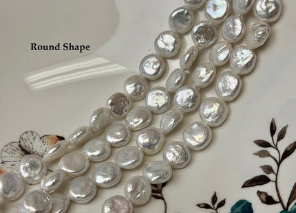 10-11mm AA Half Strand Natural White Round or Teardrop/Oval Coin Freshwater Pearls 1.2mm 1.5mm 2.1mm Large Hole High Luster Beads #P3640