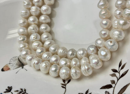9-11 mm Natural White Ringed Baroque Freshwater Pearls High Luster Pearl Beads #P3641